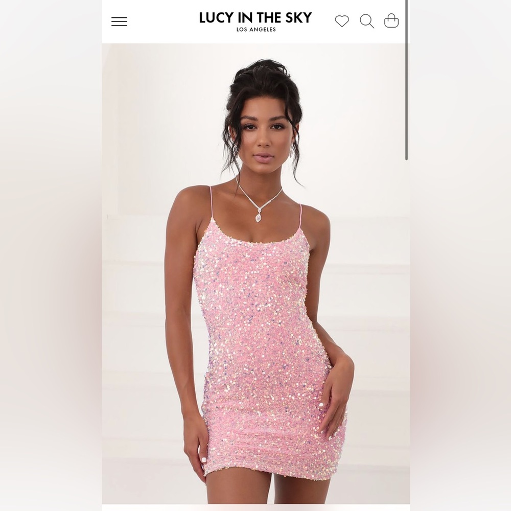 Lucy in The Sky Pink Sparkly Iridescent Sequin Bodycon Dress NWOT Size Medium